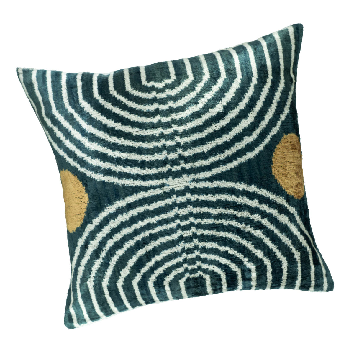 Ripple Silk Velvet Ikat Throw Pillow Cover, 20 x 20