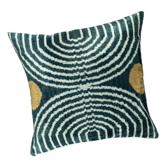 Ripple Silk Velvet Ikat Throw Pillow Cover, 20 x 20