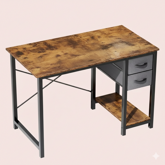 40/47 Inch Computer Desk with Fabric Storage Drawers, Modern Home Office Table