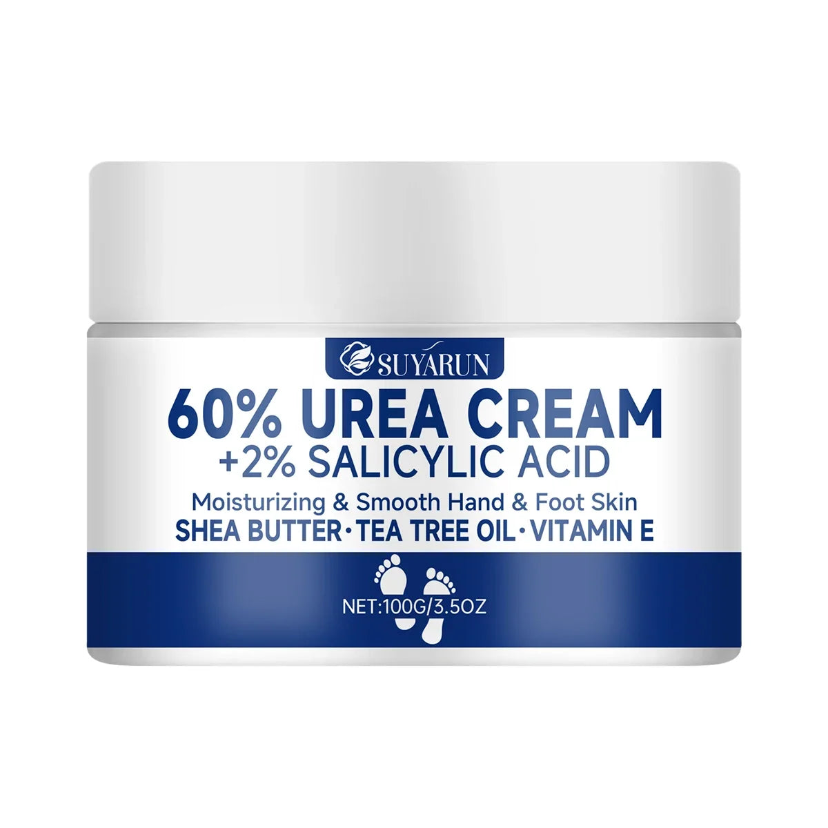 SUYARUN 60% Urea Foot Cream for Cracked Heels & Dry Skin - Intensive Moisturizing Treatment, Callus Remover, Diabetic Foot Care.
