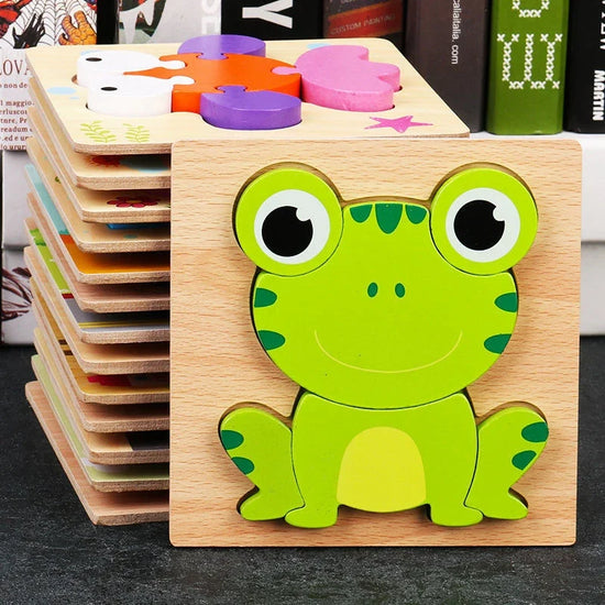 Montessori Wooden Animal Puzzle - Colorful 3D Tangram Learning Toy for Toddlers & Kids