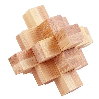 Wooden Kongming Lock Puzzle Lu Ban 3D Brain Teaser Montessori Puzzle for Kids & Adults
