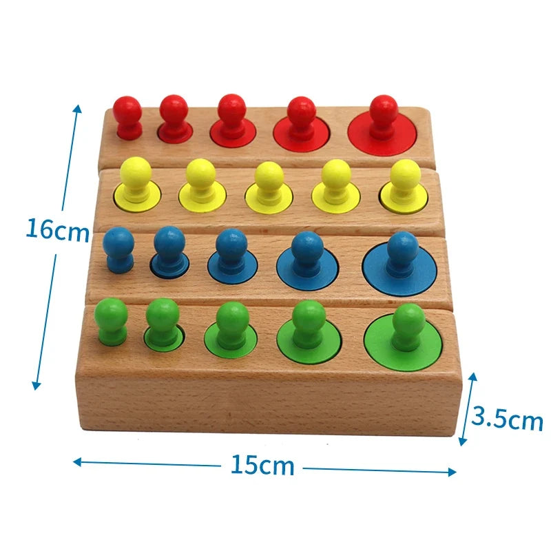 Montessori Cylinder Socket Puzzle – 4-Piece Wooden Sensory Toy for Toddlers | Preschool Fine Motor & Hand-Eye Coordination