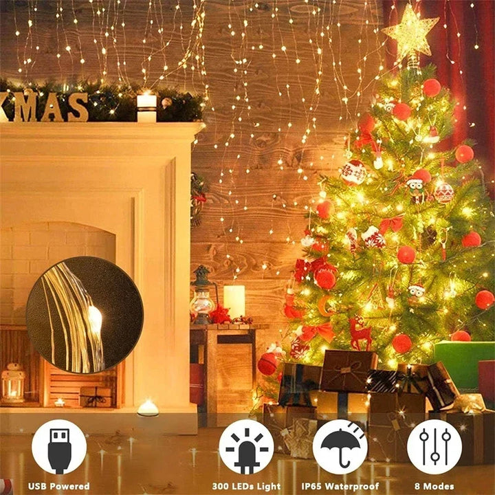 USB LED Curtain String Lights, 100–300 LEDs — decorative home accent and gift idea online gift shop find