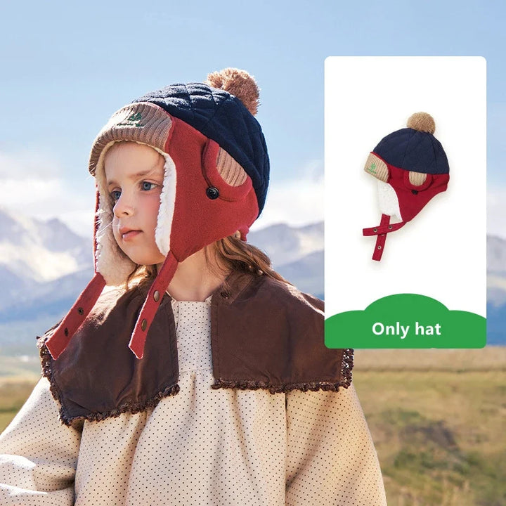 Warm Children Hat Scarf Gloves Set – Autumn & Winter Ear Protection Cap for Boys & Girls – Soft, Windproof, Thickened Velvet Beanie Hat