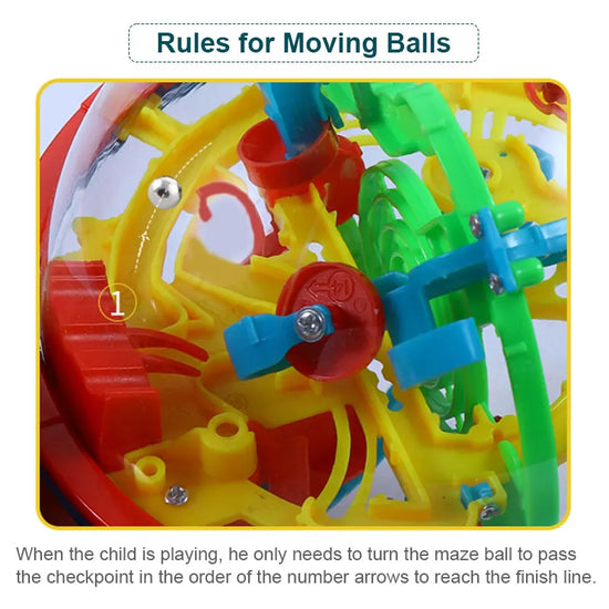 Maze Ball Mini 3D Magic Puzzle – IQ Labyrinth Game with Display Stand for Kids and Adults
