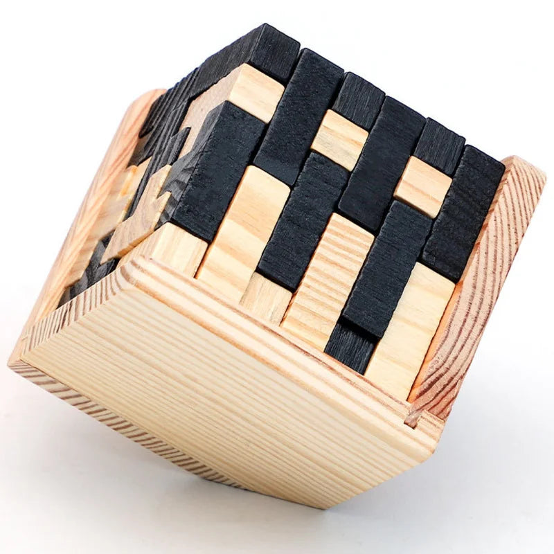 3D Luban Interlocking Wooden Cube Puzzle - Educational Brain Teaser Toy for Kids (Ages 6+)