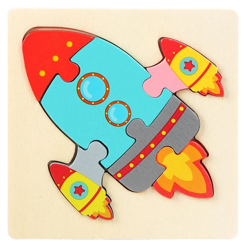 Montessori Wooden Animal Puzzle - Colorful 3D Tangram Learning Toy for Toddlers & Kids