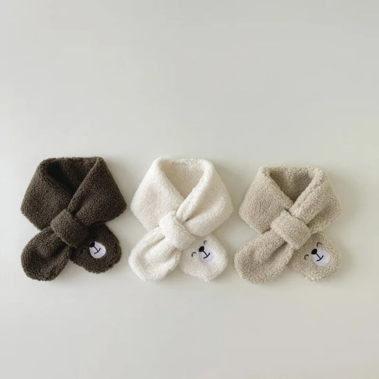 Winter Baby Scarf & Glove Set – Polar Fleece Cartoon Bear Scarf & Plush Mittens for Boys & Girls (2-5Y) – Cute Kids Winter Accessories