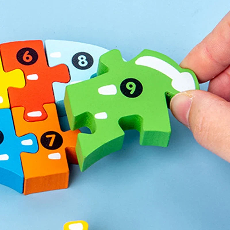 Wooden Educational 3D Building Blocks – Cartoon Animal Puzzle Toy for Babies, Ages 1 to 3 Years