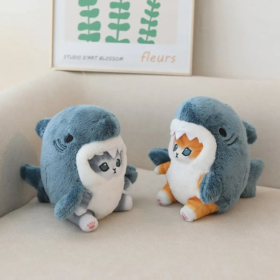 Kawaii Shark Cat Plush Toy – Soft Colorful Stuffed Doll for Kids