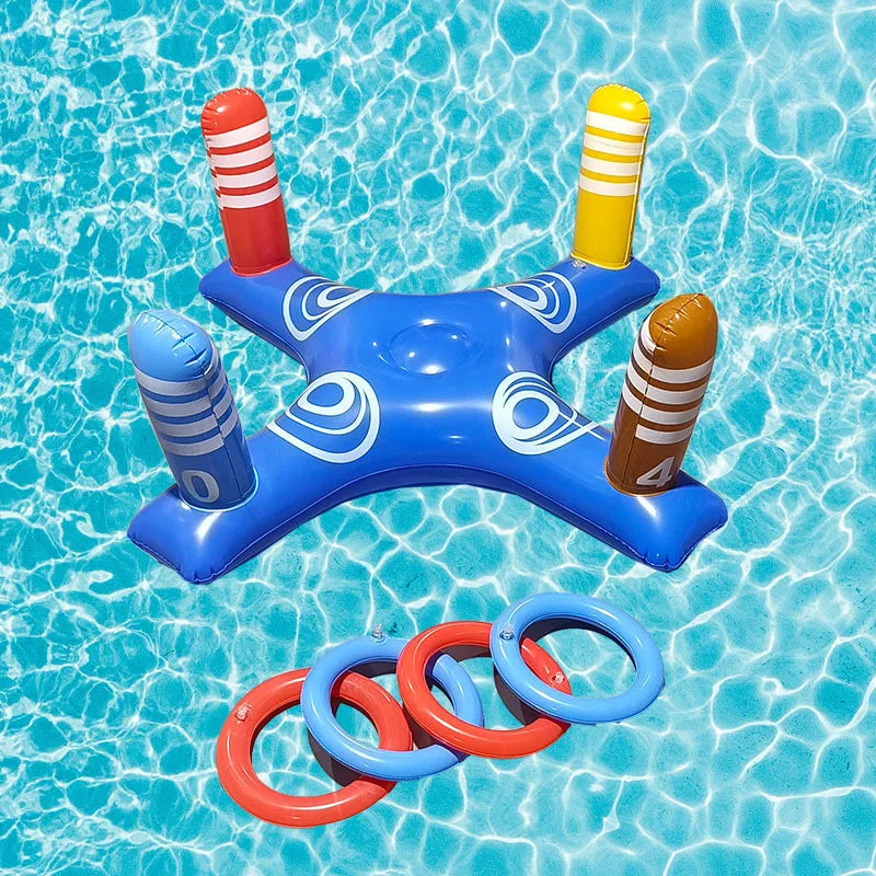 Inflatable Floating Basketball Hoop Ring Toss Pool Toy for Water Sports and Beach Parties