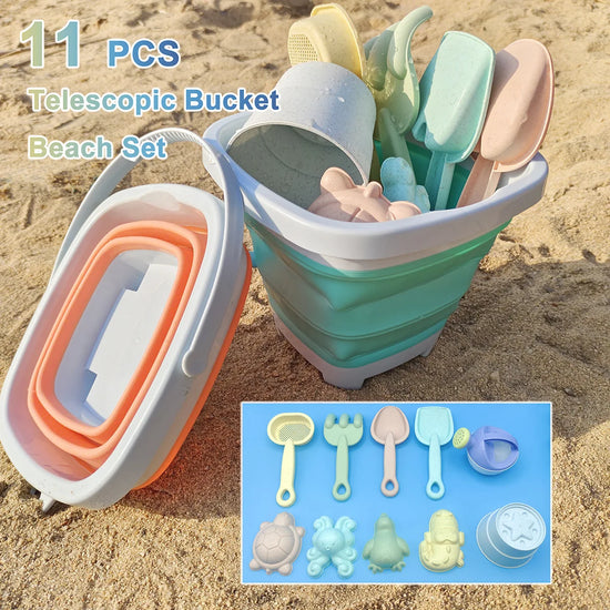 Kids Beach Sand Toys Set With Bucket Shovel Molds — Sandbox Kit For Outdoor Play