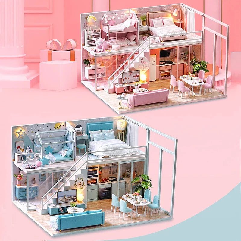 3D Wooden Mini Dollhouse Kit with Furniture – DIY Handmade Miniature House Puzzle for Ages 14+