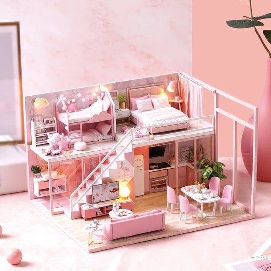 3D Wooden Mini Dollhouse Kit with Furniture – DIY Handmade Miniature House Puzzle for Ages 14+