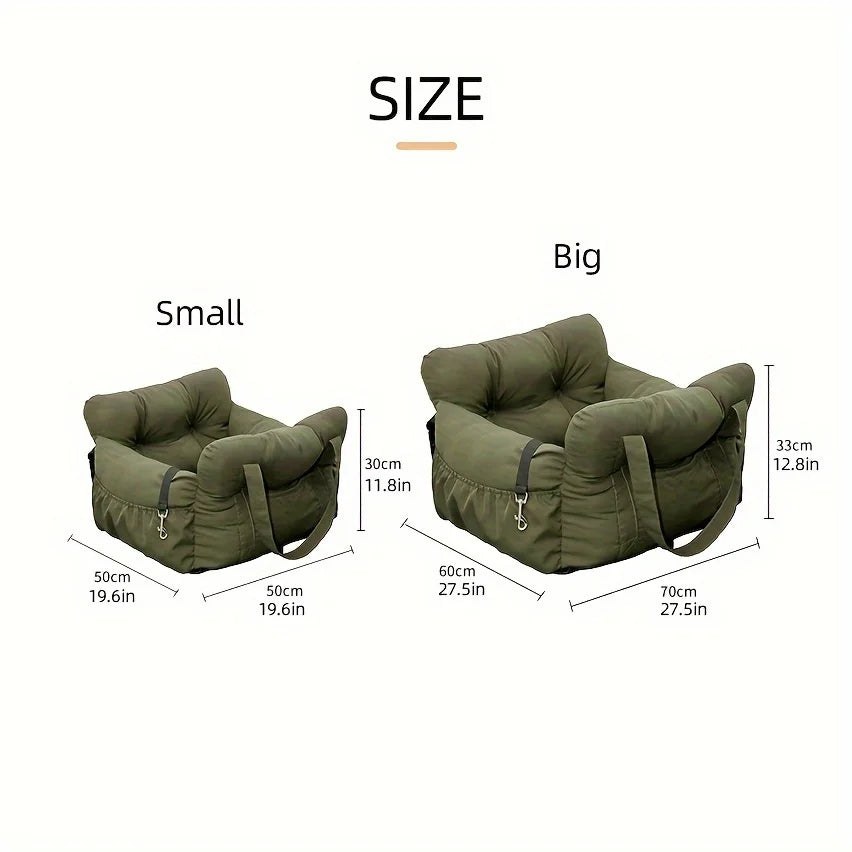 Dog Car Seat with Safety Belt | Non-Slip Pet Travel Bed for Small Dogs