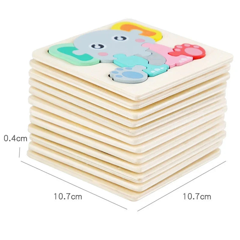Montessori Wooden Animal Puzzle - Colorful 3D Tangram Learning Toy for Toddlers & Kids