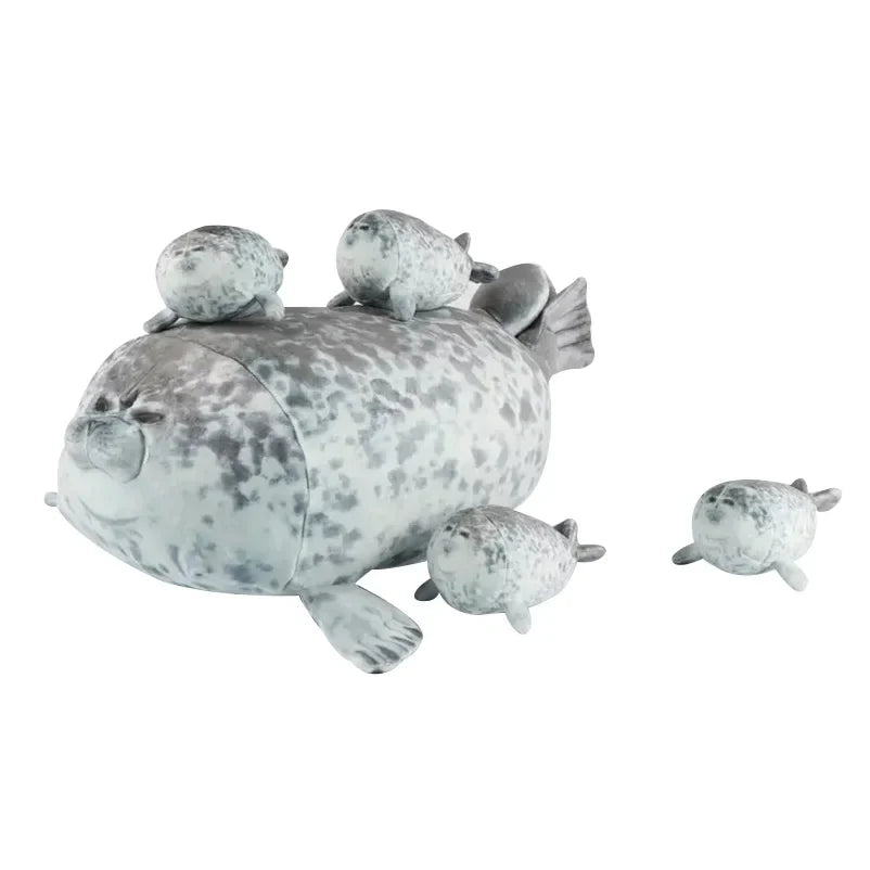 Mother & Baby Seal Plush Toy Set – Soft Zipper Seal Doll Gift