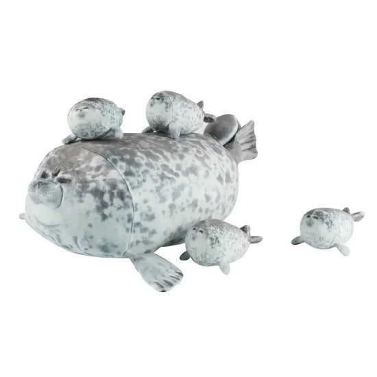 Mother & Baby Seal Plush Toy Set – Soft Zipper Seal Doll Gift