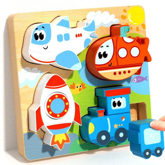 Montessori Wooden Animal Puzzle - Colorful 3D Tangram Learning Toy for Toddlers & Kids