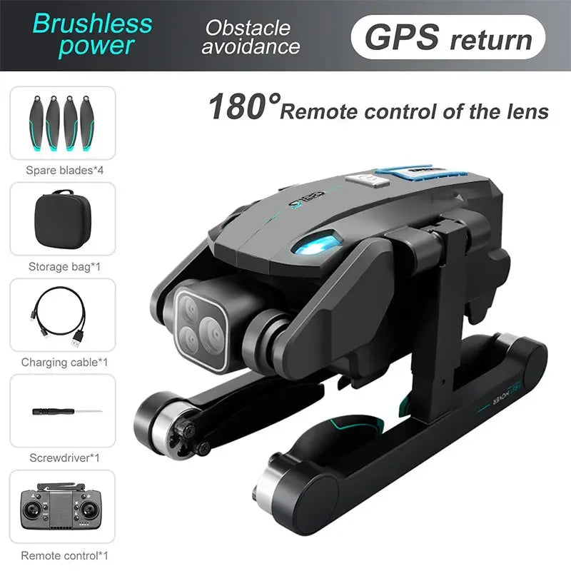 S188 GPS Drone 8K HD Dual Camera 5G WiFi Obstacle Avoidance Brushless Foldable Quadcopter RC 2KM Range Toy