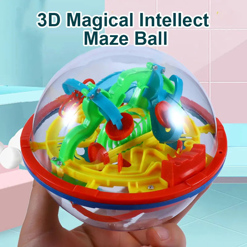 Maze Ball Mini 3D Magic Puzzle – IQ Labyrinth Game with Display Stand for Kids and Adults