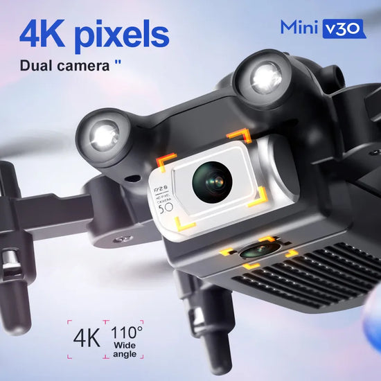 Mini V30 WiFi FPV Drone – Foldable RC Quadcopter with 4K HD Dual Cameras and Obstacle Avoidance
