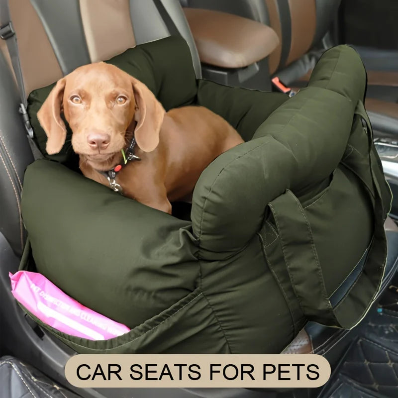 Dog Car Seat with Safety Belt | Non-Slip Pet Travel Bed for Small Dogs