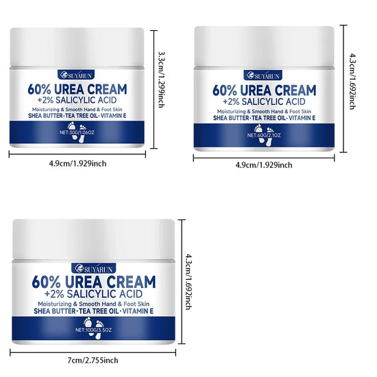 SUYARUN 60% Urea Foot Cream for Cracked Heels & Dry Skin - Intensive Moisturizing Treatment, Callus Remover, Diabetic Foot Care.