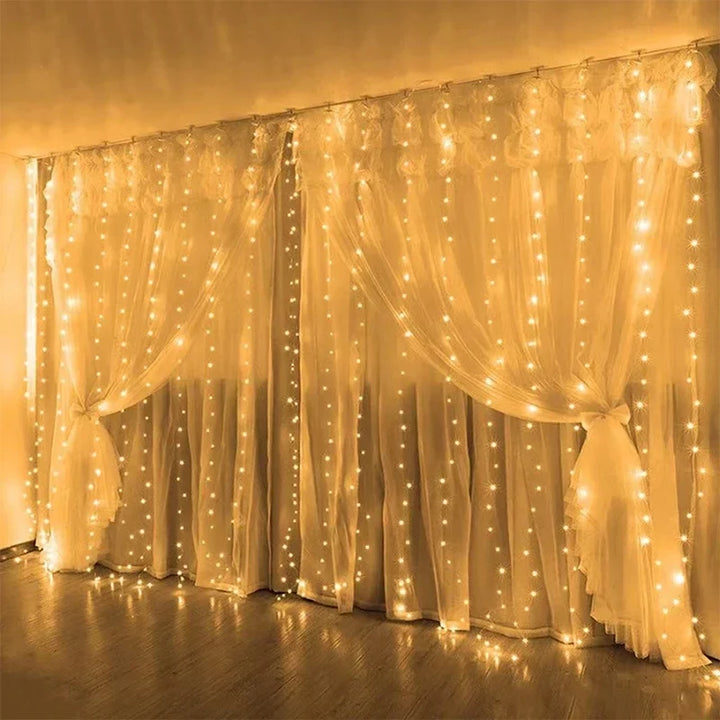Curtain Garland Led String Lights Festival Christmas Decoration 8 Mode Usb Holiday Light For Bedroom Home Outdoor, festive Christmas decor for mantel, stairc...