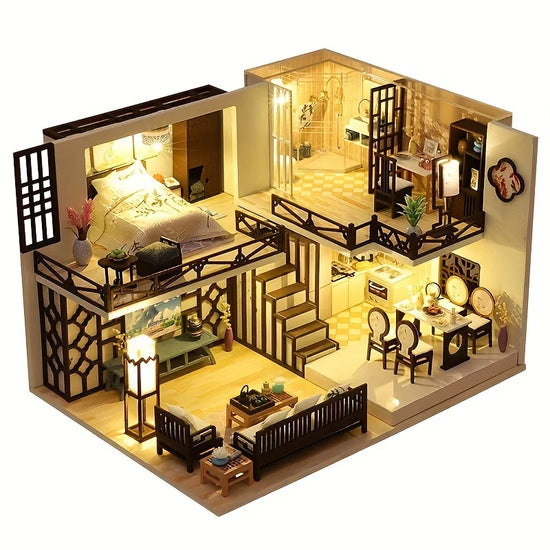 1pc,Diy Wooden Doll House,Assembly Model Kit,3d Puzzle, Birthday Christmas Gifts for teenagers and adults,Home Decor Micro Model