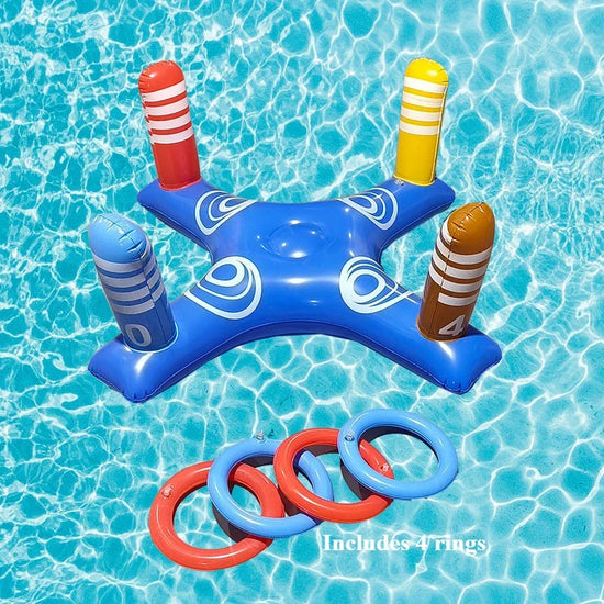 Inflatable Floating Basketball Hoop Ring Toss Pool Toy for Water Sports and Beach Parties