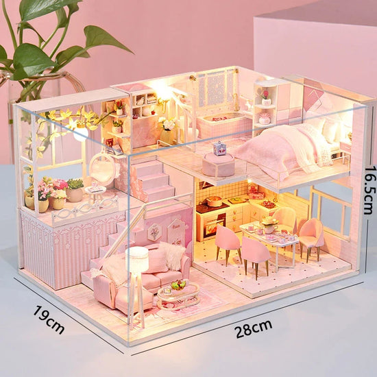 3D Wooden Mini Dollhouse Kit with Furniture – DIY Handmade Miniature House Puzzle for Ages 14+