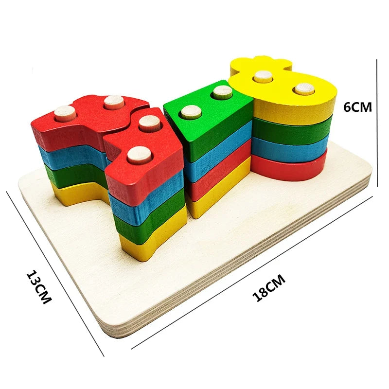 Wooden Montessori Animal Puzzles for Toddlers - Colorful 3D Cartoon Early Learning Educational Toy