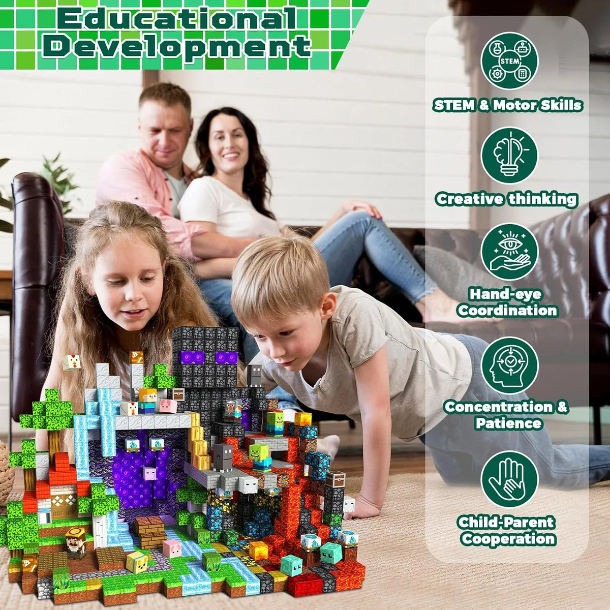 Magnetic Tiles Building Blocks – STEM Educational Toy Set