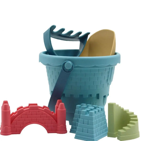 Outdoor Sand Toys Set With Bucket Shovel Rake Mold — 6Pcs Beach Kit