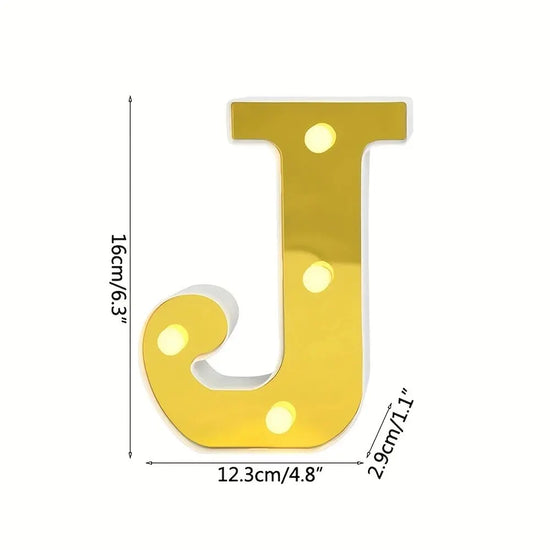 1PC 16cm Golden Numbers&English Led Letter Lights,Battery Powered Decoration Light For Festive,Proposal,Birthday,Wedding,Party