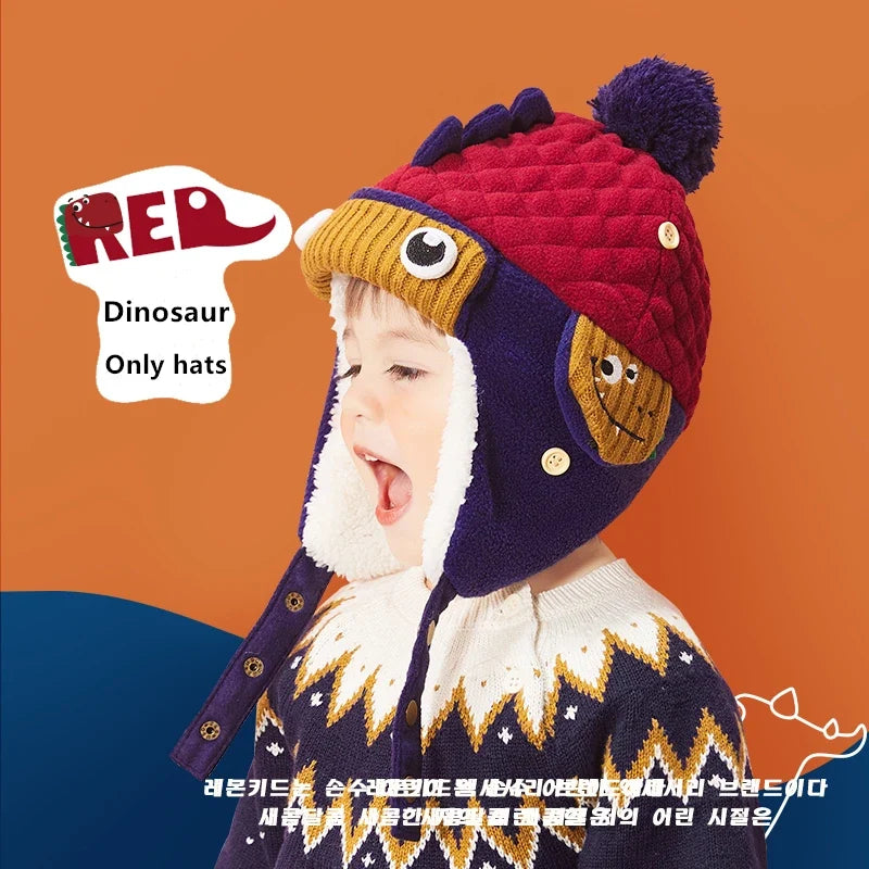 Kids Winter Dinosaur & Unicorn Style Hat, Scarf & Gloves Set – Warm Beanie Caps & Ski Suit for Boys & Girls Outdoor Riding Accessories