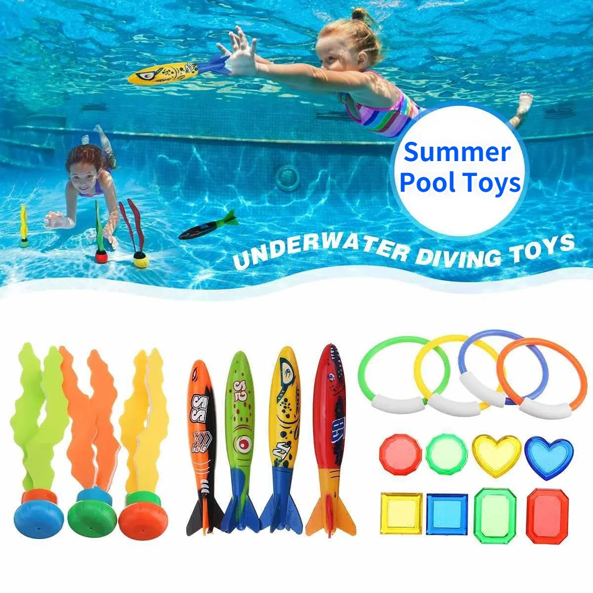 Kids Summer Shark Rocket Throwing Pool Toy for Water Fun and Educational Bath Play