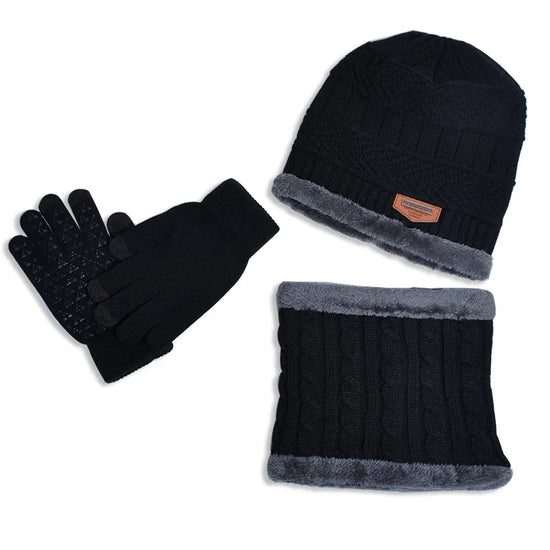 Winter Kids’ Hat, Scarf & Gloves Set – Plush Lining Beanie, Non-Slip Gloves & Neck Warmer for Boys (Ages 4-10)