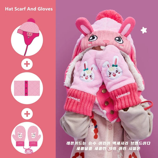 Kids Winter Dinosaur & Unicorn Style Hat, Scarf & Gloves Set – Warm Beanie Caps & Ski Suit for Boys & Girls Outdoor Riding Accessories
