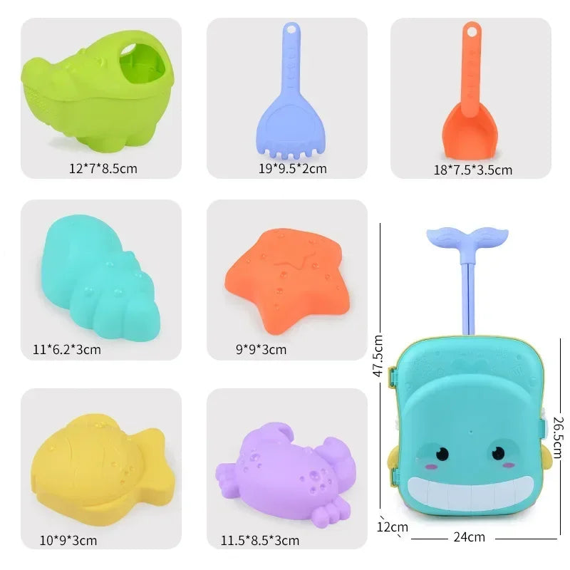 Summer Beach Sand Play Toy Kit with Bucket and Tools for Kids