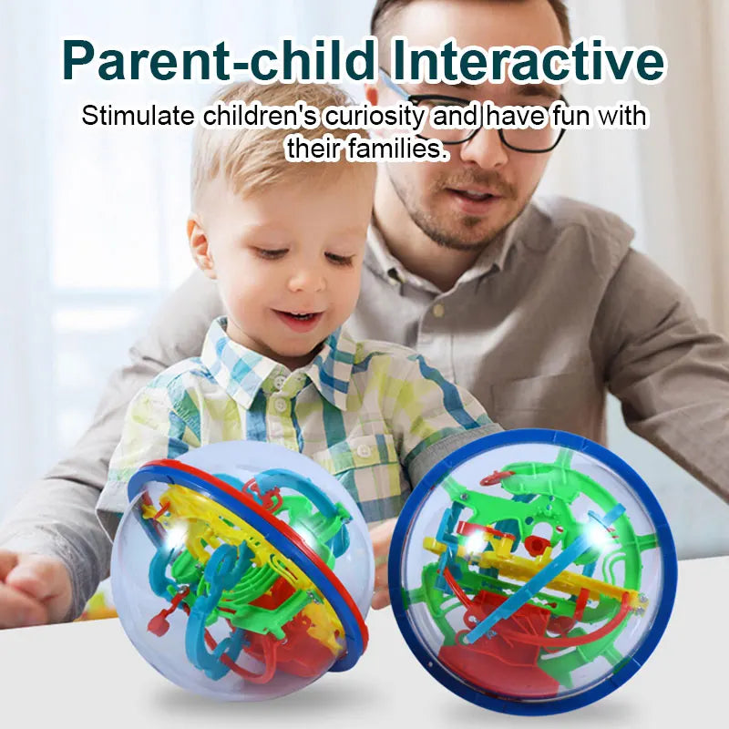 Maze Ball Mini 3D Magic Puzzle – IQ Labyrinth Game with Display Stand for Kids and Adults