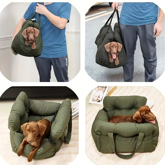 Dog Car Seat with Safety Belt | Non-Slip Pet Travel Bed for Small Dogs