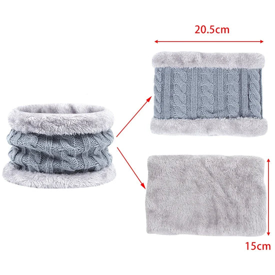 Kids Winter Hat, Scarf & Gloves Set – Double Ball Fleece Lining Baby Beanie Hat for Boys & Girls, Solid Color Knitted Infant Cap (1-4 Years)
