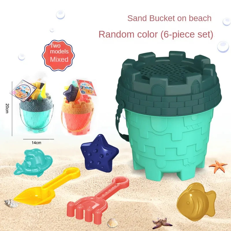 Children’s Beach Sand Play Tool Set With Bucket, Sieve, Funnel, Shovel, Wagon & Watering Can — Outdoor Toy Kit