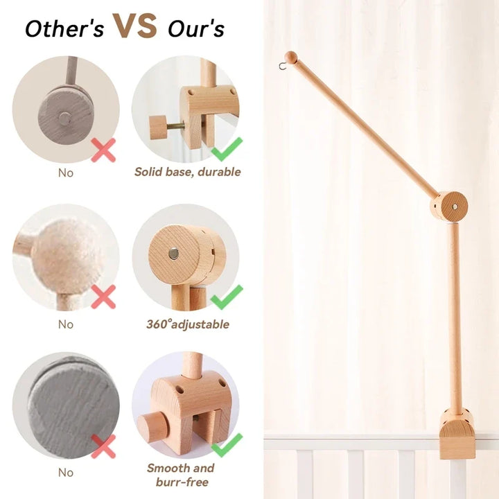 Wooden Baby Rattle Crib Mobile Crochet Hanging Bed Bell for Newborns & Infants 0-12 Months