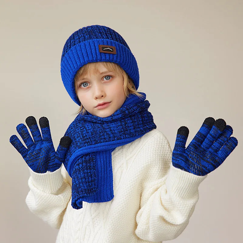 Kids Winter Hat, Scarf & Gloves Set – Knit Beanie, Neck Warmer Gaiter, and Mittens for Boys & Girls (4-10 Years)