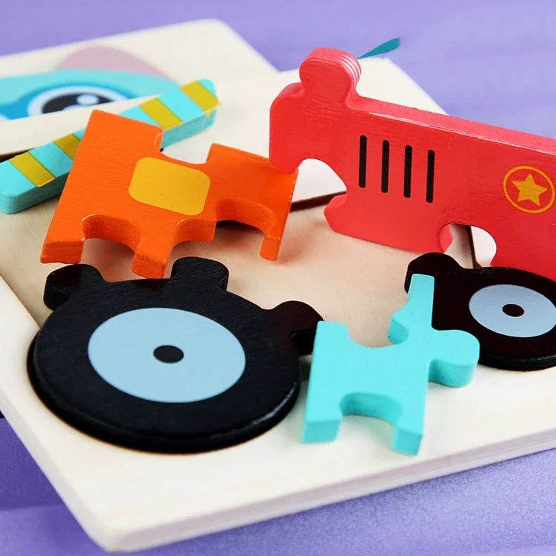 Montessori Wooden Animal Puzzle - Colorful 3D Tangram Learning Toy for Toddlers & Kids
