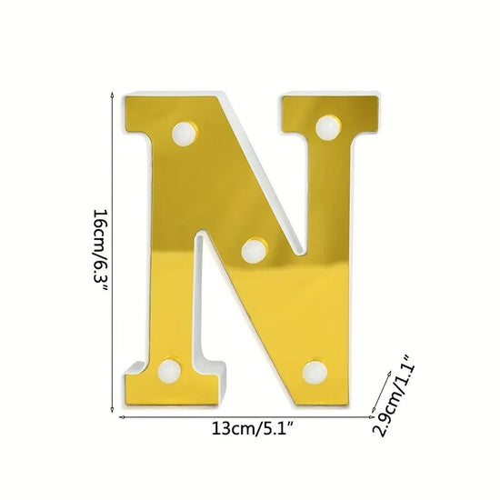 1PC 16cm Golden Numbers&English Led Letter Lights,Battery Powered Decoration Light For Festive,Proposal,Birthday,Wedding,Party